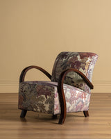 Sculptural Wood Arm Lounge Chair in Plantasia Cotton Linen, France, 1940s (2 available)