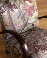 Sculptural Wood Arm Lounge Chair in Plantasia Cotton Linen, France, 1940s (2 available)