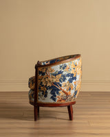 Art Deco Tub Chairs in Pierre Frey Fontainebleau Linen, France, 1940's (2 available)