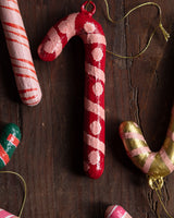 Hand Painted Paper Mache Candy Cane Ornaments (Set of 6)