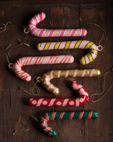 Hand Painted Paper Mache Candy Cane Ornaments (Set of 6)