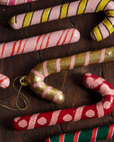 Hand Painted Paper Mache Candy Cane Ornaments (Set of 6)