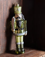 Green & Silver Glass Soldier Ornament
