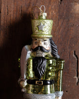 Green & Silver Glass Soldier Ornament