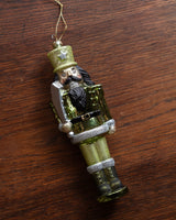 Green & Silver Glass Soldier Ornament