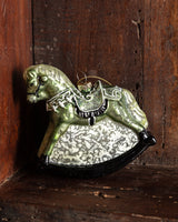 Glittered Glass Rocking Horse Ornament