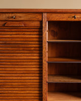 Three-Door Oak Tambour Cabinet, Italy, Early 20th Century