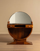 Italian Art Deco Circular Vanity with Mirror, 1930s