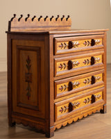 Folk Art Carved Floral Petite Chest, Italy, Late 19th Century