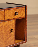 Pair of Art Deco Burl Wood Nightstands, Italy, 1930's