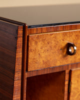 Pair of Art Deco Burl Wood Nightstands, Italy, 1930's