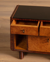 Pair of Art Deco Burl Wood Nightstands, Italy, 1930's