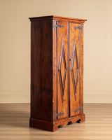Rustic Diamond Panel Armoire w/ Iron Fastenings, Italy, 19th Century