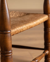 Pair of Turned Ladderback Wood & Rush Armchairs, France, 1950s