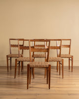 Set of 6 Italian Scalloped Back Dining Chairs Manner of Ico Parisi, 1940's