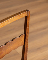 Set of 6 Italian Scalloped Back Dining Chairs Manner of Ico Parisi, 1940's