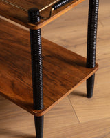 Italian Ribbed Leg Bar Table w/ Brass Accents, 1960's