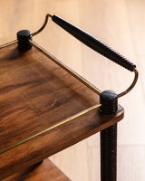 Italian Ribbed Leg Bar Table w/ Brass Accents, 1960's