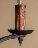 Pair of Spanish Three-Light Iron Candelabra Table Lamps, Eruope, 1930's