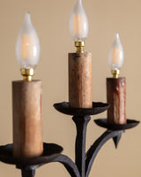 Pair of Spanish Three-Light Iron Candelabra Table Lamps, Eruope, 1930's