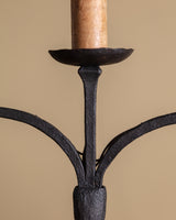 Pair of Spanish Three-Light Iron Candelabra Table Lamps, Eruope, 1930's