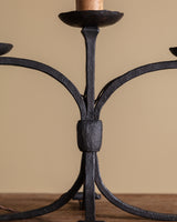 Pair of Spanish Three-Light Iron Candelabra Table Lamps, Eruope, 1930's