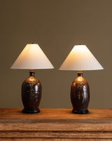 Pair of Glazed Ceramic Jar Table Lamps, Japan, Early 20th Century