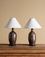 Pair of Glazed Ceramic Jar Table Lamps, Japan, Early 20th Century