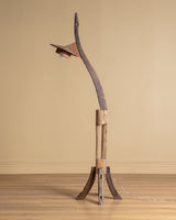 One-of-a-Kind Primitive Sculptural Wood Floor Lamp