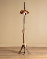 One-of-a-Kind Primitive Sculptural Wood Floor Lamp