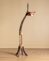 One-of-a-Kind Primitive Sculptural Wood Floor Lamp