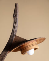 One-of-a-Kind Primitive Sculptural Wood Floor Lamp