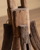 One-of-a-Kind Primitive Sculptural Wood Floor Lamp