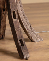 One-of-a-Kind Primitive Sculptural Wood Floor Lamp