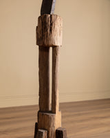 One-of-a-Kind Primitive Sculptural Wood Floor Lamp