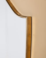 Italian Shield Shaped Brass Mirror Manner of Gio Ponti, 1950s