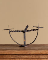 Hand-Forged Twisted Iron Double Candle Holder, Italy, Early 20th Century