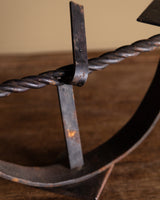 Hand-Forged Twisted Iron Double Candle Holder, Italy, Early 20th Century