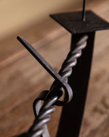 Hand-Forged Twisted Iron Double Candle Holder, Italy, Early 20th Century