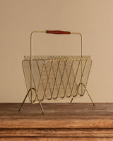 Looped Gold-Tone Metal Magazine Rack Manner of Gio Ponti, Italy, 1950's