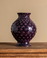 Large Aubergine Polka Dot Studio Pottery Vase, Italy, 1970s