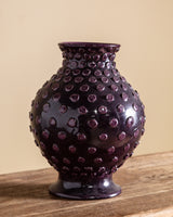 Large Aubergine Polka Dot Studio Pottery Vase, Italy, 1970s