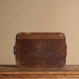 Patinated Wooden Tray with Copper Corner Details, Italy, 1940's