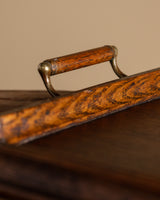 Patinated Wooden Tray with Copper Corner Details, Italy, 1940's