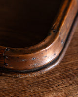 Patinated Wooden Tray with Copper Corner Details, Italy, 1940's