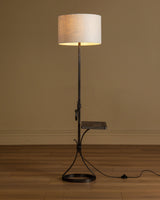 French Iron Floor Lamp with Stone Shelf, 1960's