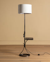 French Iron Floor Lamp with Stone Shelf, 1960's