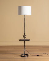 French Iron Floor Lamp with Stone Shelf, 1960's