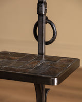 French Iron Floor Lamp with Stone Shelf, 1960's