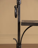 French Iron Floor Lamp with Stone Shelf, 1960's